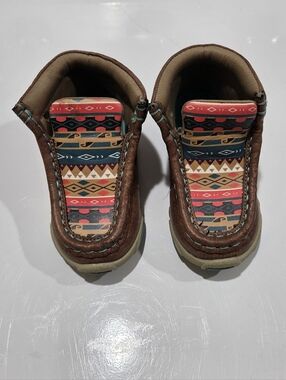 Twister Brown Baby Moccasins with Colorful Aztec Insole - No Laces